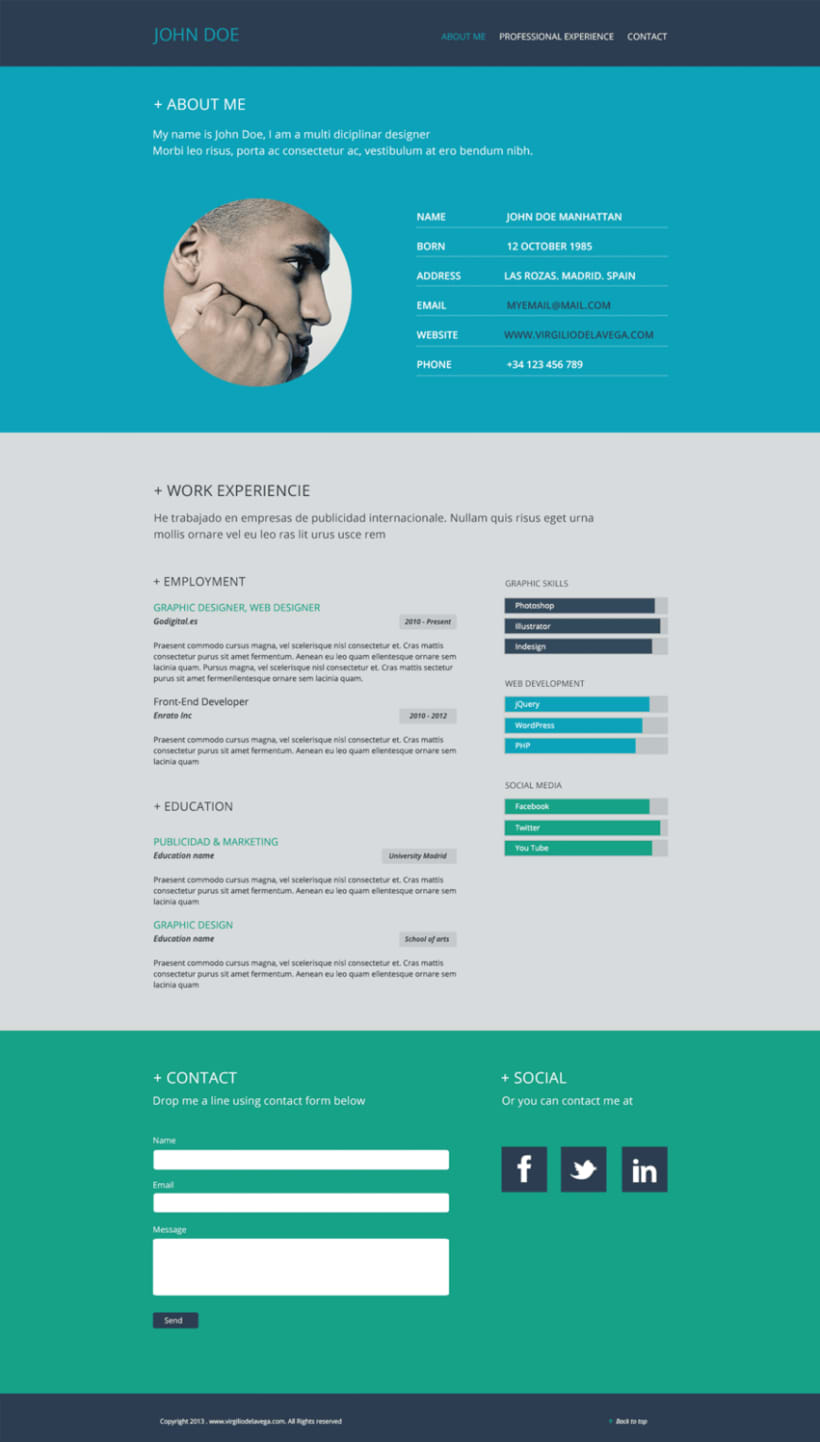 resume flat web design